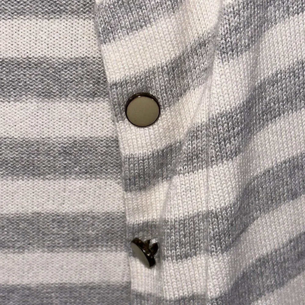 ✨ Banana Republic Gray and White Striped Cardigan Sweater - Size Small